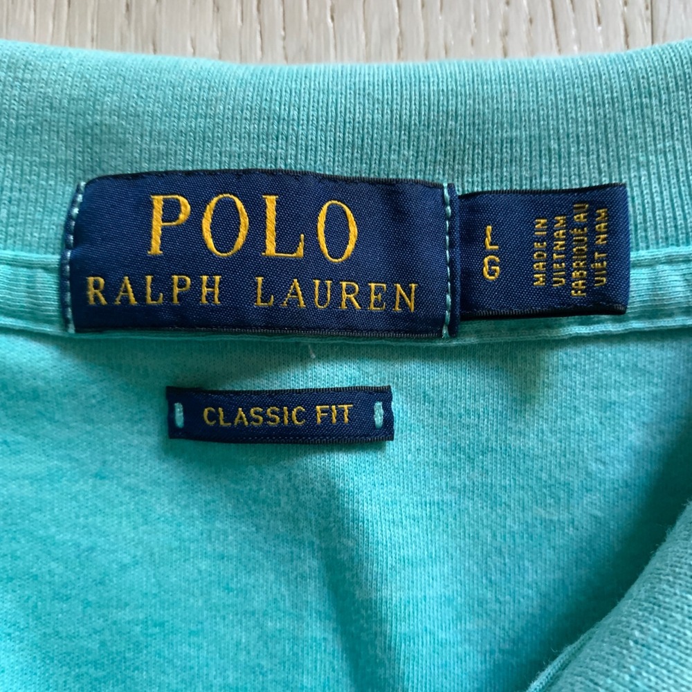 Polo Ralph Lauren Mens Classic Fit Polo Shirt Turquoise Heather Blue Pony Large - Picture 2 of 7